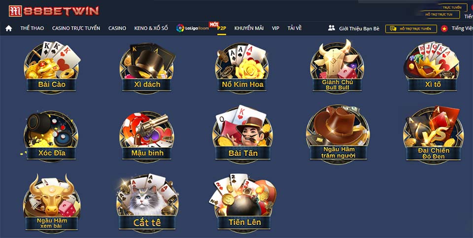 Giới Thiệu Sảnh Game Bài P2P Tại Nhà Cái M88