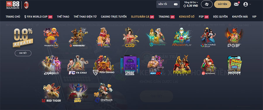 Các loại Slots game tại M88